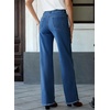 image:imageSidefeel Womens Wide Leg Jeans High Waisted Straight Leg Stretchy Trendy Button Fly Raw Hem Denim PantsBluing