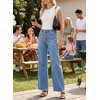 image:imageSidefeel Womens Wide Leg Jeans High Waisted Straight Leg Stretchy Trendy Button Fly Raw Hem Denim PantsIceland Blue