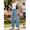 image:imageSidefeel Womens Wide Leg Jeans High Waisted Straight Leg Stretchy Trendy Button Fly Raw Hem Denim PantsIceland Blue