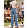image:imageSidefeel Womens Wide Leg Jeans High Waisted Straight Leg Stretchy Trendy Button Fly Raw Hem Denim PantsIceland Blue