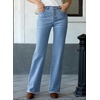 image:imageSidefeel Womens Wide Leg Jeans High Waisted Straight Leg Stretchy Trendy Button Fly Raw Hem Denim PantsLight Blue