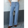 image:imageSidefeel Womens Wide Leg Jeans High Waisted Straight Leg Stretchy Trendy Button Fly Raw Hem Denim PantsLight Blue