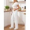 image:imageSidefeel Womens Wide Leg Jeans High Waisted Straight Leg Stretchy Trendy Button Fly Raw Hem Denim PantsWhite