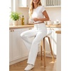 image:imageSidefeel Womens Wide Leg Jeans High Waisted Straight Leg Stretchy Trendy Button Fly Raw Hem Denim PantsWhite
