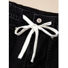 image:imageSidefeel Womens Wide Leg Jeans High Waisted Stretchy Baggy Elastic Waist Drawstring Ankle Denim Jeans with PocketsBlack