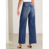 image:imageSidefeel Womens Wide Leg Jeans High Waisted Stretchy Baggy Elastic Waist Drawstring Ankle Denim Jeans with PocketsBluing