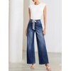 image:imageSidefeel Womens Wide Leg Jeans High Waisted Stretchy Baggy Elastic Waist Drawstring Ankle Denim Jeans with PocketsBluing