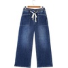 image:imageSidefeel Womens Wide Leg Jeans High Waisted Stretchy Baggy Elastic Waist Drawstring Ankle Denim Jeans with PocketsBluing