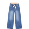 image:imageSidefeel Womens Wide Leg Jeans High Waisted Stretchy Baggy Elastic Waist Drawstring Ankle Denim Jeans with PocketsLight Blue