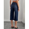 image:imageSidefeel Womens Wide Leg Jeans High Waisted Stretchy Big Pockets Capri Denim PantsBluing