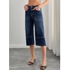 image:imageSidefeel Womens Wide Leg Jeans High Waisted Stretchy Big Pockets Capri Denim PantsBluing