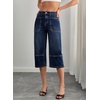 image:imageSidefeel Womens Wide Leg Jeans High Waisted Stretchy Big Pockets Capri Denim PantsBluing