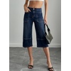 image:imageSidefeel Womens Wide Leg Jeans High Waisted Stretchy Big Pockets Capri Denim PantsBluing