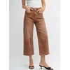 image:imageSidefeel Womens Wide Leg Jeans High Waisted Stretchy Big Pockets Capri Denim PantsBrown