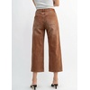 image:imageSidefeel Womens Wide Leg Jeans High Waisted Stretchy Big Pockets Capri Denim PantsBrown