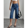image:imageSidefeel Womens Wide Leg Jeans High Waisted Stretchy Big Pockets Capri Denim PantsDusk Blue