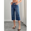 image:imageSidefeel Womens Wide Leg Jeans High Waisted Stretchy Big Pockets Capri Denim PantsDusk Blue