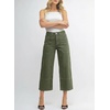 image:imageSidefeel Womens Wide Leg Jeans High Waisted Stretchy Big Pockets Capri Denim PantsGreen