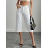 image:imageSidefeel Womens Wide Leg Jeans High Waisted Stretchy Big Pockets Capri Denim PantsWhite