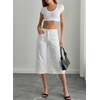 image:imageSidefeel Womens Wide Leg Jeans High Waisted Stretchy Big Pockets Capri Denim PantsWhite