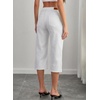 image:imageSidefeel Womens Wide Leg Jeans High Waisted Stretchy Big Pockets Capri Denim PantsWhite