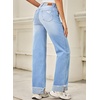 image:imageSidefeel Womens Wide Leg Jeans High Waisted Stretchy Distressed Straight Leg Folded Hem Loose Denim PantsIceland Blue