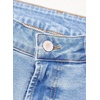 image:imageSidefeel Womens Wide Leg Jeans High Waisted Stretchy Distressed Straight Leg Folded Hem Loose Denim PantsIceland Blue