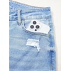 image:imageSidefeel Womens Wide Leg Jeans High Waisted Stretchy Distressed Straight Leg Folded Hem Loose Denim PantsIceland Blue