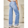 image:imageSidefeel Womens Wide Leg Jeans High Waisted Stretchy Distressed Straight Leg Folded Hem Loose Denim PantsLight Blue