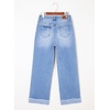 image:imageSidefeel Womens Wide Leg Jeans High Waisted Stretchy Distressed Straight Leg Folded Hem Loose Denim PantsLight Blue