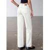 image:imageSidefeel Womens Wide Leg Jeans High Waisted Stretchy Jeans Straight Leg Loose Fit Ankle Denim Pants with PocketsCream White