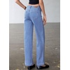 image:imageSidefeel Womens Wide Leg Jeans High Waisted Stretchy Jeans Straight Leg Loose Fit Ankle Denim Pants with PocketsIceland Blue