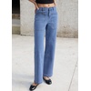 image:imageSidefeel Womens Wide Leg Jeans High Waisted Stretchy Jeans Straight Leg Loose Fit Ankle Denim Pants with PocketsSky Blue
