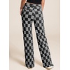 image:imageSidefeel Womens Wide Leg Jeans High Waisted Stretchy Straight Leg Checkered Loose Denim PantsBlack