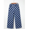 image:imageSidefeel Womens Wide Leg Jeans High Waisted Stretchy Straight Leg Checkered Loose Denim PantsBlue