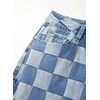 image:imageSidefeel Womens Wide Leg Jeans High Waisted Stretchy Straight Leg Checkered Loose Denim PantsIceland Blue