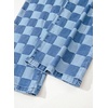 image:imageSidefeel Womens Wide Leg Jeans High Waisted Stretchy Straight Leg Checkered Loose Denim PantsLight Blue