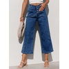 image:imageSidefeel Womens Wide Leg Jeans High Waisted Stretchy Straight Leg Jeans Buttoned Loose Denim Pants with Pocket Sail Blue Size 8 Long