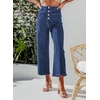 image:imageSidefeel Womens Wide Leg Jeans High Waisted Stretchy Straight Leg Jeans Buttoned Loose Denim Pants with Pocket Sail Blue Size 8 Long
