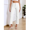 image:imageSidefeel Womens Wide Leg Jeans High Waisted Stretchy Straight Leg Jeans Buttoned Loose Denim Pants with Pocket White Size 4 Short
