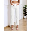image:imageSidefeel Womens Wide Leg Jeans High Waisted Stretchy Straight Leg Jeans Buttoned Loose Denim Pants with Pocket White Size 4 Short