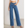 image:imageSidefeel Womens Wide Leg Jeans High Waisted Stretchy Straight Leg Tummy Control Trendy Baggy Seamed Panel Denim PantsLight Blue