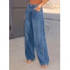 image:imageSidefeel Womens Wide Leg Jeans High Waisted Stretchy Straight Leg Tummy Control Trendy Baggy Seamed Panel Denim PantsLight Blue