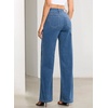 image:imageSidefeel Womens Wide Leg Jeans High Waisted Stretchy Straight Leg Tummy Control Trendy Baggy Seamed Panel Denim PantsLight Blue