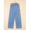 image:imageSidefeel Womens Wide Leg Jeans High Waisted Stretchy Straight Leg Tummy Control Trendy Baggy Seamed Panel Denim PantsSky Blue