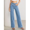 image:imageSidefeel Womens Wide Leg Jeans High Waisted Stretchy Straight Leg Tummy Control Trendy Baggy Seamed Panel Denim PantsSky Blue