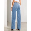 image:imageSidefeel Womens Wide Leg Jeans High Waisted Stretchy Straight Leg Tummy Control Trendy Baggy Seamed Panel Denim PantsSky Blue