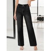 image:imageSidefeel Womens Wide Leg Jeans High Waisted Tummy Control Stretchy Straight Leg Denim Pants with PocketsBlack