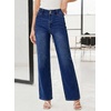image:imageSidefeel Womens Wide Leg Jeans High Waisted Tummy Control Stretchy Straight Leg Denim Pants with PocketsBluing