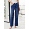 image:imageSidefeel Womens Wide Leg Jeans High Waisted Tummy Control Stretchy Straight Leg Denim Pants with PocketsBluing